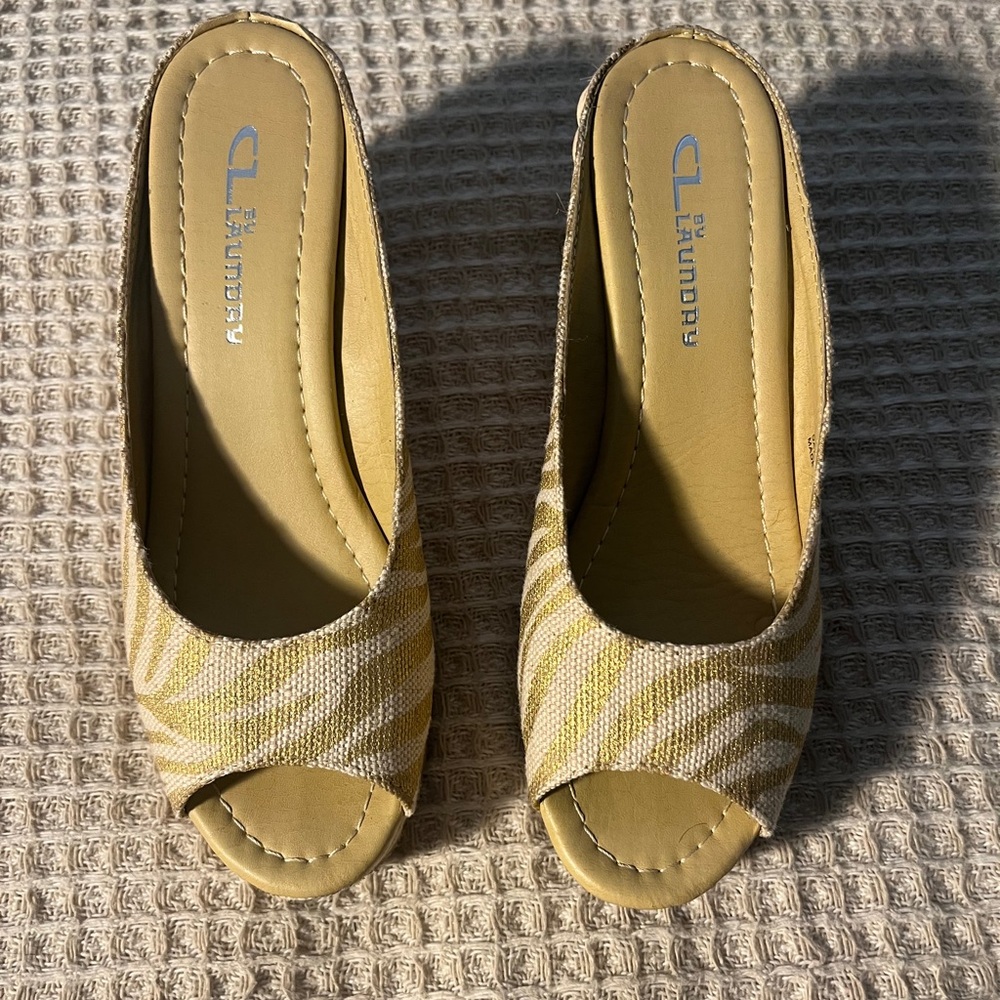 CL by Laundry Yellow Striped Mules